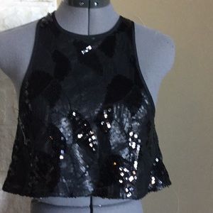 Pins and Needles Black Sequined Top. Size XS. NWT.